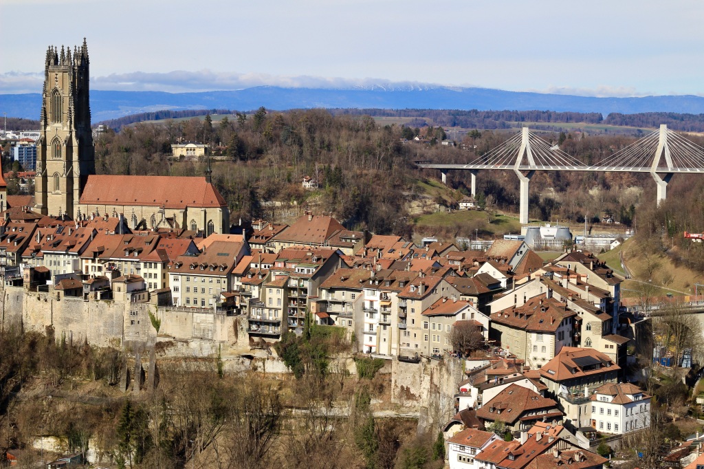 Panoramic view of Fribourg, Switzerland.

